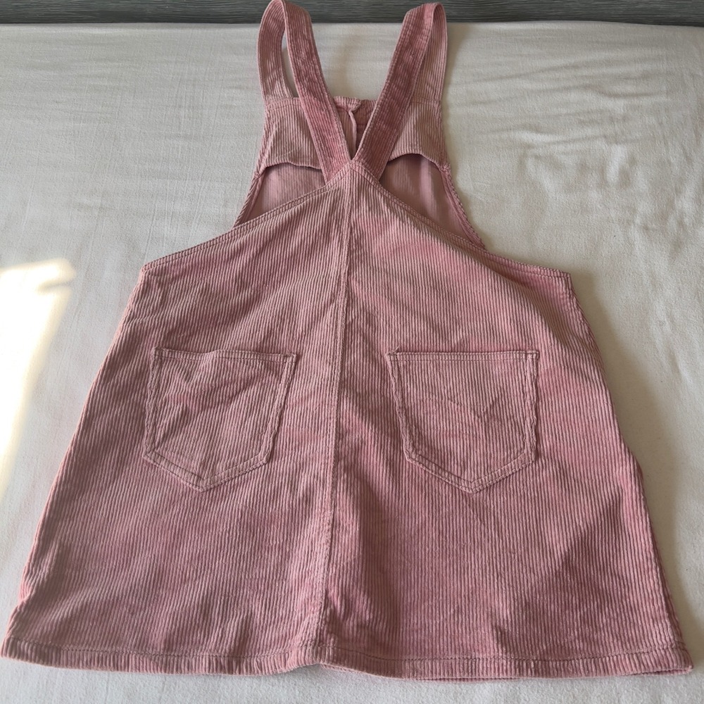 Love Tree Pink Corduroy Button Front Pinafore Overall Dress Large D4002 - Picture 3 of 11